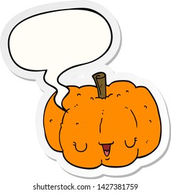 cartoon pumpkin with speech bubble sticker