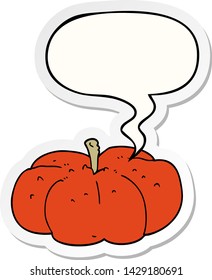 calabaza de caricatura con pegatina de burbuja de habla