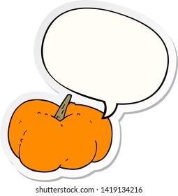 cartoon pumpkin squash with speech bubble sticker