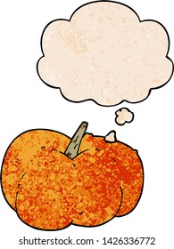 calabaza de calabaza de dibujos animados squash con burbuja de pensamiento al estilo de textura gruesa