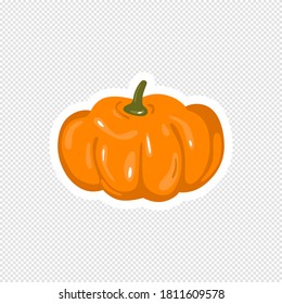 Cartoon pumpkin sticker design. Color print