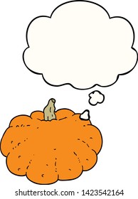 cartoon pumpkin with thought bubble