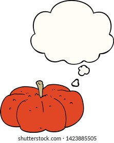 cartoon pumpkin with thought bubble