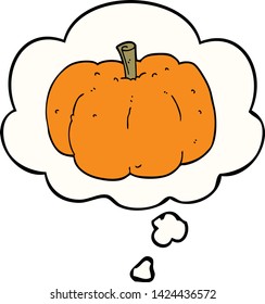 cartoon pumpkin with thought bubble