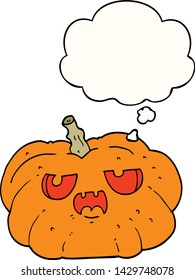 cartoon pumpkin with thought bubble