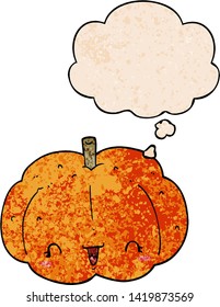 calabaza de dibujos animados con burbuja de pensamiento en forma de textura gruesa