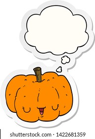 cartoon pumpkin with thought bubble as a printed sticker