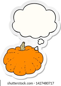 cartoon pumpkin with thought bubble as a printed sticker