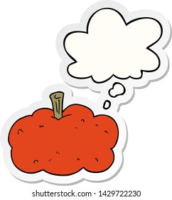 cartoon pumpkin with thought bubble as a printed sticker