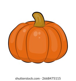 Cartoon Pumpkin Vector Illustration – Cute Autumn Vegetable Isolated on White. Cute autumn vegetable clipart isolated on white background.