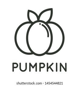 cartoon pumpkin vector image outline with leaves and text