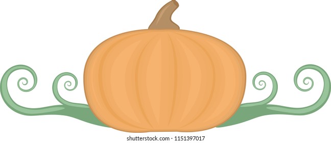 Cartoon pumpkin with vines.