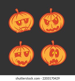 cartoon pumpkins halloween illustrations bundle premium vector 
