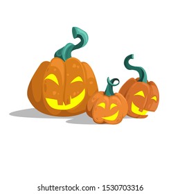 Cartoon pumpkins having a good time. vector file with pumpkins. Three pumpkins