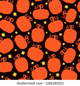 Cartoon pumpkins seamless  pattern. Halloween vector illustration.