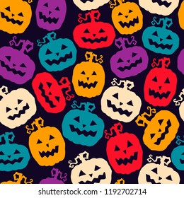 Cartoon pumpkins seamless  pattern. Halloween vector illustration.