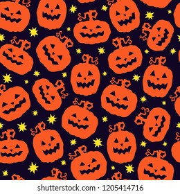 Cartoon Kürbisse nahtloses Muster. Halloween-Vektorgrafik.