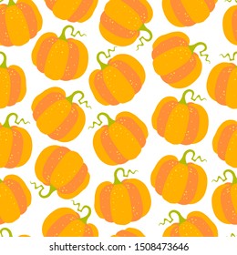 Cartoon pumpkins seamless  pattern. Halloween and thanksgiving day vector illustration.
