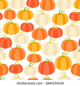 Cartoon pumpkins seamless  pattern. Halloween, thanksgiving,autumn, 
vegetable vector illustration.