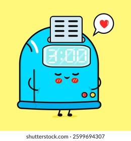 Cartoon Punch Clock. Cute Time Clock with Heart and Smile