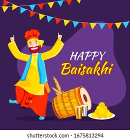 Vector Illustration Background Happy Baisakhi Stock Vector (Royalty ...