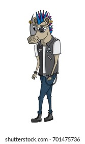 Cartoon punk rhino