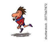 cartoon punk. vector illustration of running punk .cute punk character
