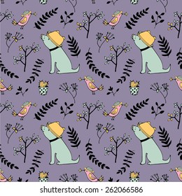 Cartoon puppies pattern in vector. Invitations, save the date cards and other design.