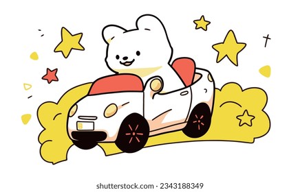Cartoon Puppy and Car Illustration Poster Design