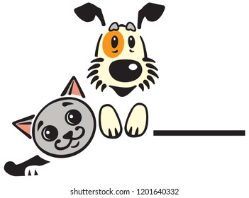 cartoon puppy dog and cat .Vector logo, icon , emblem 