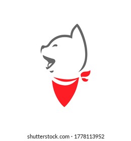 Cartoon puppy dog with red bandana symbol on white backdrop