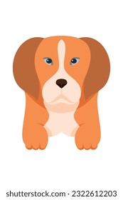 Cartoon puppy dogs breeds pets cute characters. Flat design of cute dogs and puppies vector illustration.
