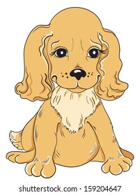 Cartoon puppy drawing on white background