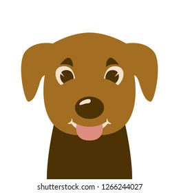  cartoon puppy  face , vector illustration ,flat style, front view