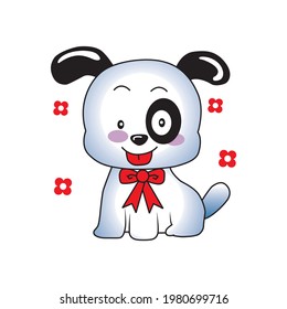 cartoon puppy looking happy vector illustration