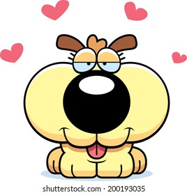 A cartoon puppy with an in love expression.