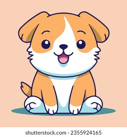 Cartoon puppy for puppy lovers portrait of dog cute vector illustration, in the style of light yellow and brown