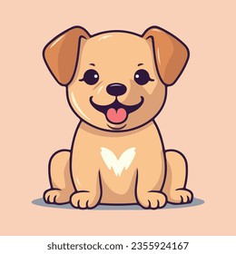 Cartoon puppy for puppy lovers portrait of dog cute vector illustration, in the style of light yellow and brown