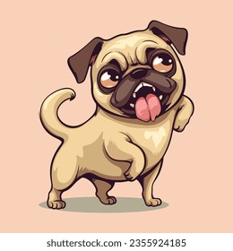 Cartoon puppy for puppy lovers portrait of dog cute vector illustration, in the style of light yellow and brown