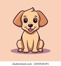 Cartoon puppy for puppy lovers portrait of dog cute vector illustration, in the style of light yellow and brown