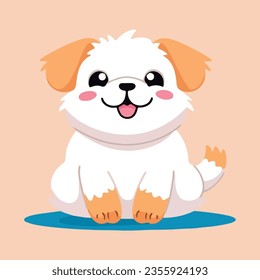 Cartoon puppy for puppy lovers portrait of dog cute vector illustration, in the style of light yellow and brown