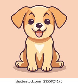 Cartoon puppy for puppy lovers portrait of dog cute vector illustration, in the style of light yellow and brown