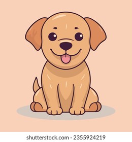 Cartoon puppy for puppy lovers portrait of dog cute vector illustration, in the style of light yellow and brown