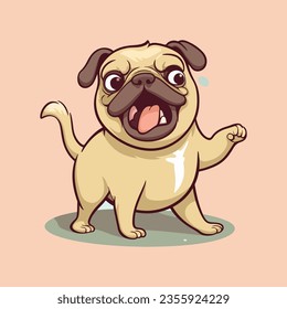Cartoon puppy for puppy lovers portrait of dog cute vector illustration, in the style of light yellow and brown