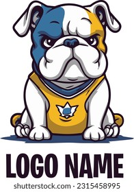 Cartoon puppy sitting, Happy Portrait of cute little dog wearing collar. Dog friend. Mascot Vector illustration
