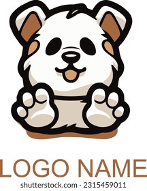 Cartoon puppy sitting, Happy Portrait of cute little dog wearing collar. Dog friend. Mascot Vector illustration