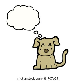 cartoon puppy with thought bubble