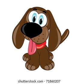 Cartoon puppy. Vector illustration on white background