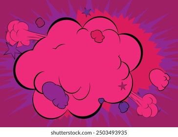 Cartoon purple background, comic book backdrop. Retro vector comics pop art design.