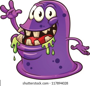 Cartoon purple blob monster. Vector clip art illustration with simple gradients. All in a single layer.